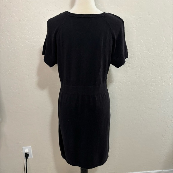 Worthington Black and Leopard Print Knit Short Sleeve Soft Sheath Dress Size L - Picture 7 of 9